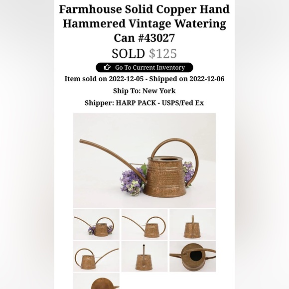 Farmhouse solid copper watering can, verdigris patina and hammered details - Picture 8 of 8